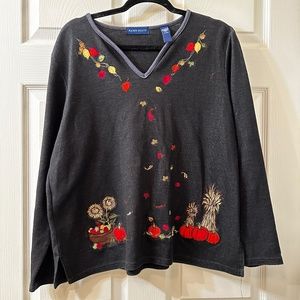 Sweatshirt - Karen Scott V-neck Pullover Harvest Sweatshirt